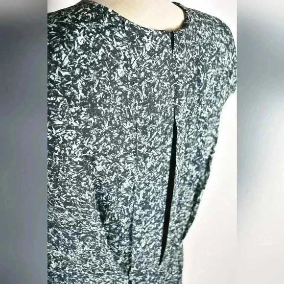 COS Teal White Black Pleated Vented Viscose Sleeveless Shift Tunic Dress  4US - Picture 5 of 11